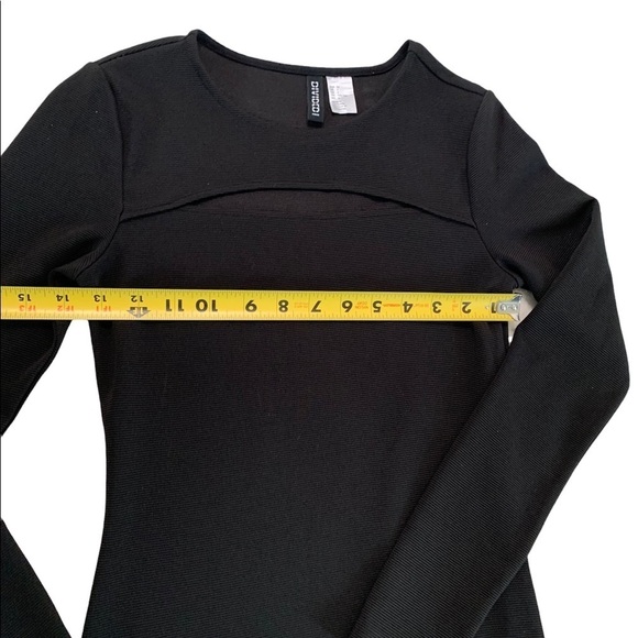 Divided H&M Black Ribbed Keyhole Long Sleeve Bodycon Dress Size 2 - Picture 6 of 16